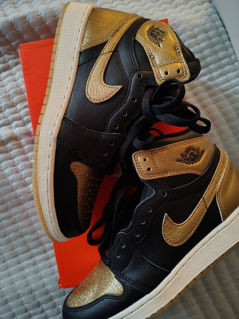 Nike Kids Black and Gold High-Top Sneakers